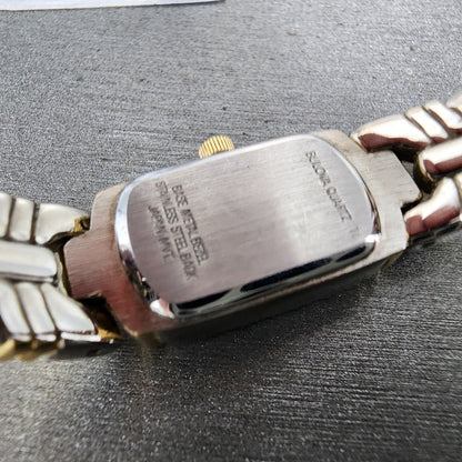 Bulova Watch Women 13mm Silver Dial Two Tone Rectangle 98L49 New Battery10
