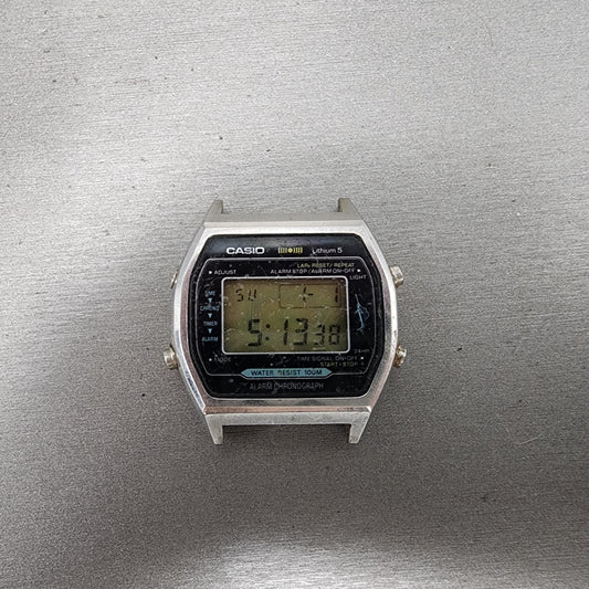 Casio Marlin H101 Watch Men 37mm Digital Silver Tone Alarm Chrono New Battery0