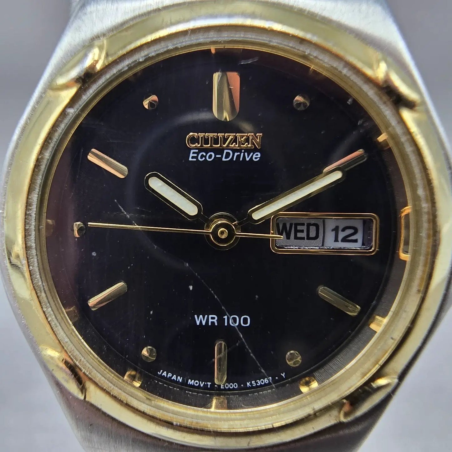 Citizen Eco-Drive Watch Women 25mm Black Dial Two Tone Daydate E001-K17578 Runs1