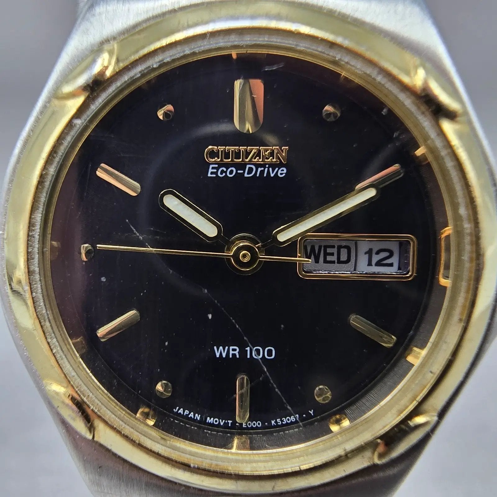 Citizen Eco-Drive Watch Women 25mm Black Dial Two Tone Daydate E001-K17578 Runs1