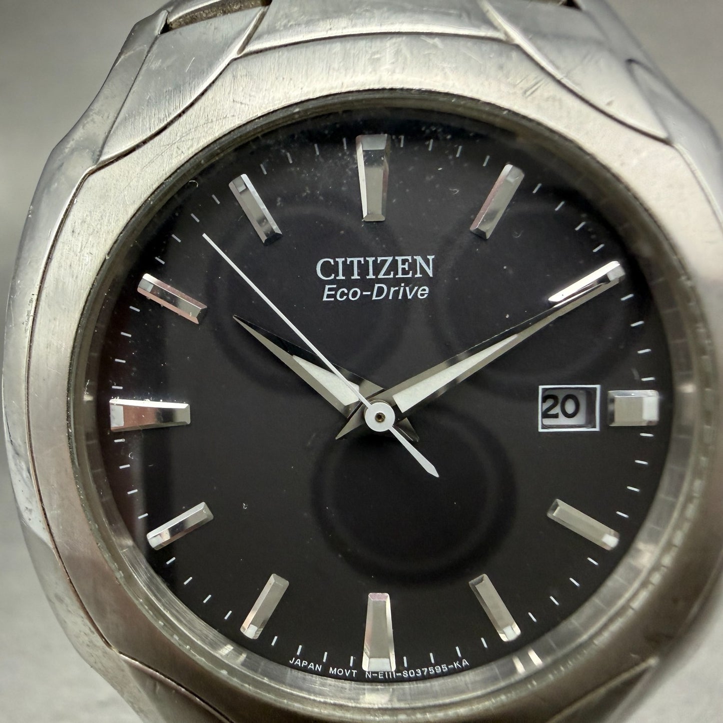 Citizen Eco-Drive Watch Men 38mm Gray Dial Silver Tone Date Round E111-S0222401