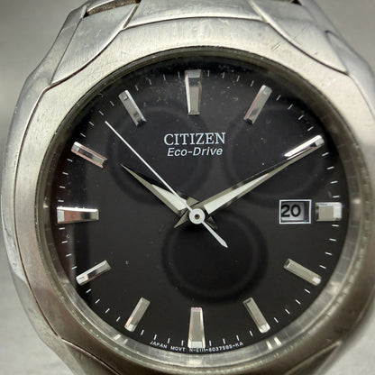 Citizen Eco-Drive Watch Men 38mm Gray Dial Silver Tone Date Round E111-S0222401