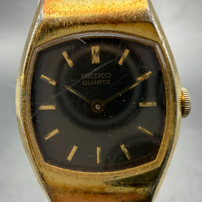 Seiko Watch Women 18mm Brown Dial Gold Tone 1400-8019 New Battery Vintage1