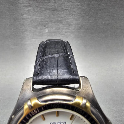 Nautica Watch Men 39mm White Dial Gray Daydate Sun & Moon Round New Battery4