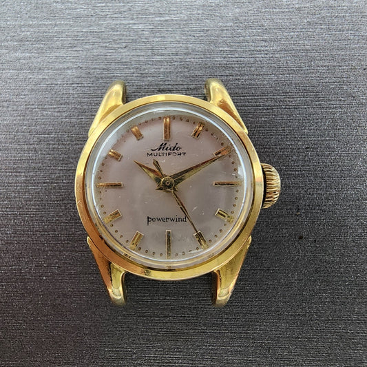 VTG Mido Multifort Powerwind Watch Women 21mm Cream Dial Gold Plated Runs0