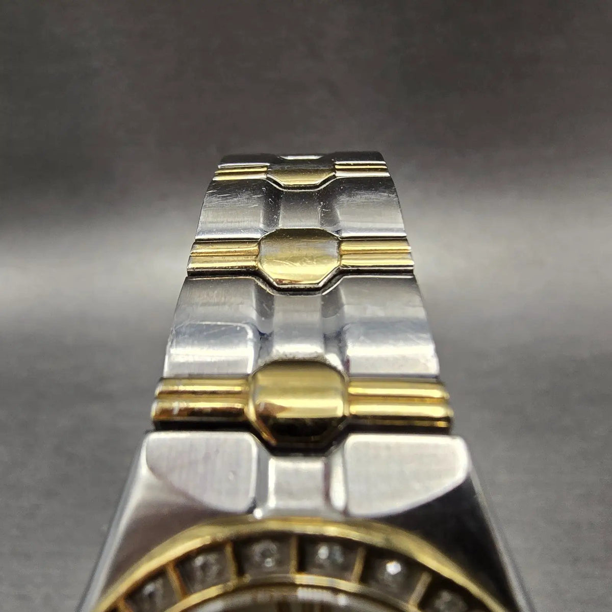 Citizen Eco-Drive Watch Women 25mm White Dial Two Tone Date Diamond Bezel Works4