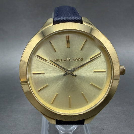 Michael Kors Runaway Watch Women 42mm Champagne Dial Gold Tone MK-2285 New Batt0