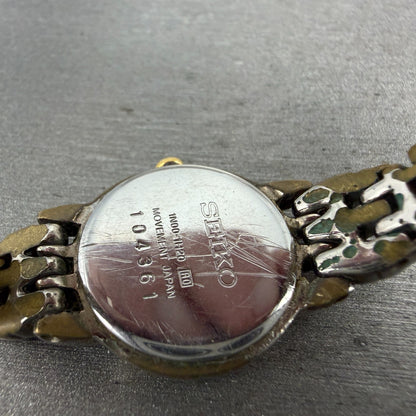 Seiko Watch Women 20mm White Dial Two Tone Round 1N00-1H20 New Battery Vintage9