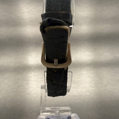 Seiko Exceline Watch Men 24mm Black Dial Gold Tone Rectangle 1421-5300 New Batt7