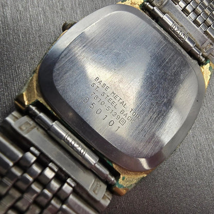 Seiko Watch Men 31mm Gold Dial Gold Tone Rectangle 7810-5139 New Battery Vintage10