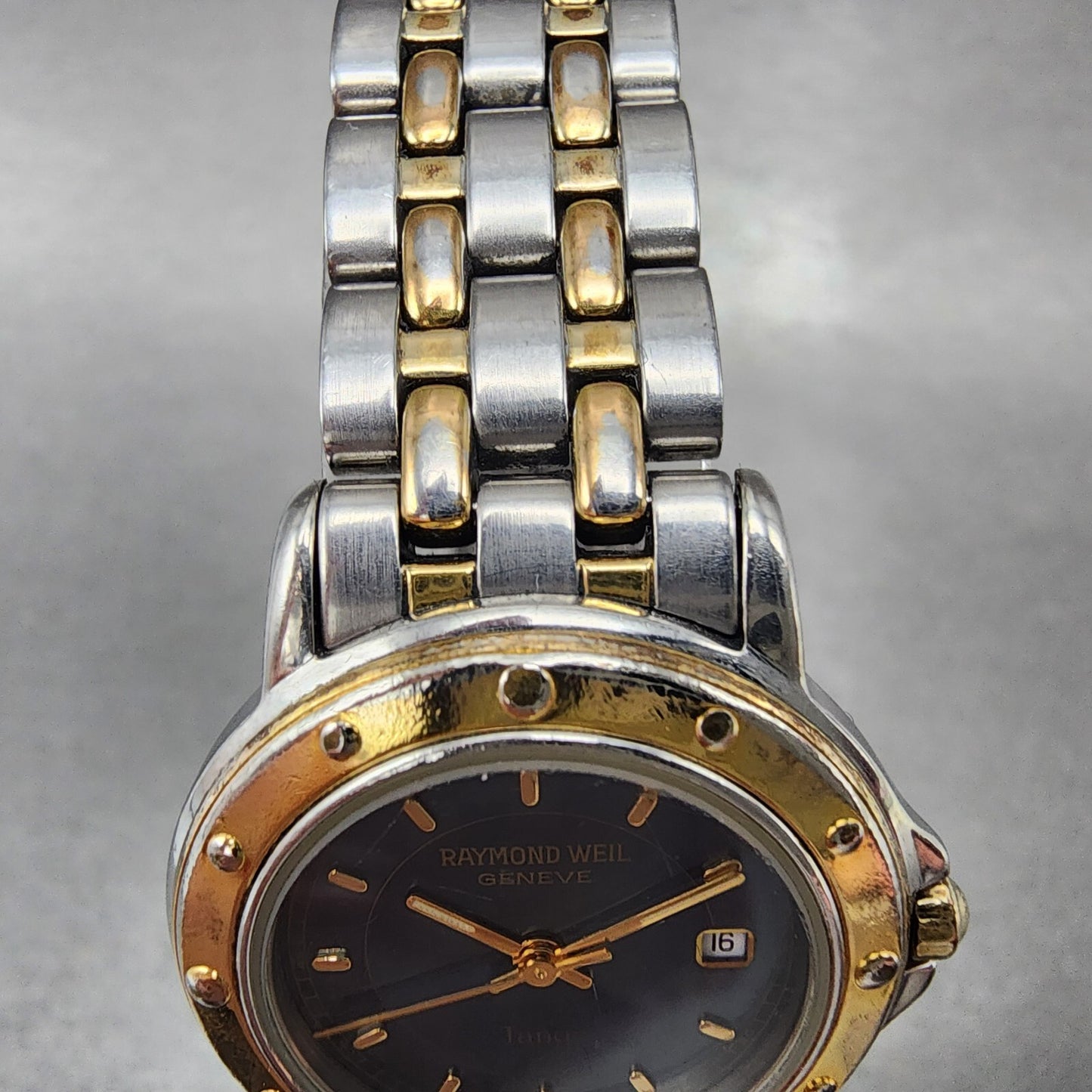 Raymond Weil Tango Watch Women 28mm Blue Dial Two Tone Date Round 5360 New BatA14