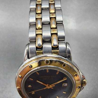 Raymond Weil Tango Watch Women 28mm Blue Dial Two Tone Date Round 5360 New BatA14