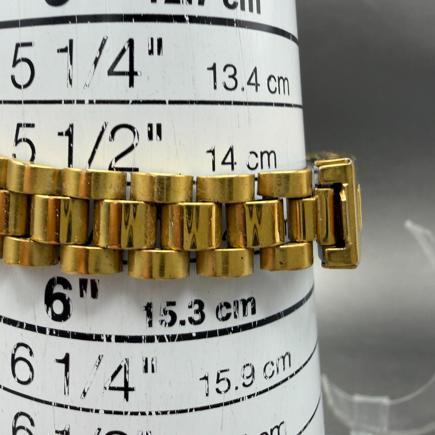 Gruen President Watch Women 26mm Gold Dial Gold Tone Date Round New Battery10