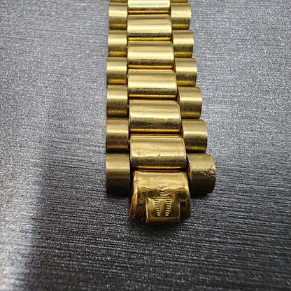 Bulova Watch Women 26mm Gold Dial Gold Tone Date Round BROKEN BAND New Battery