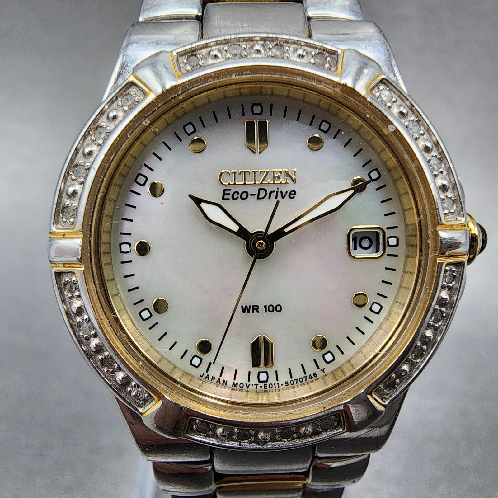 Citizen EcoDrive Watch Women 26mm MOP Dial Two Tone Date E011S044235 Works1