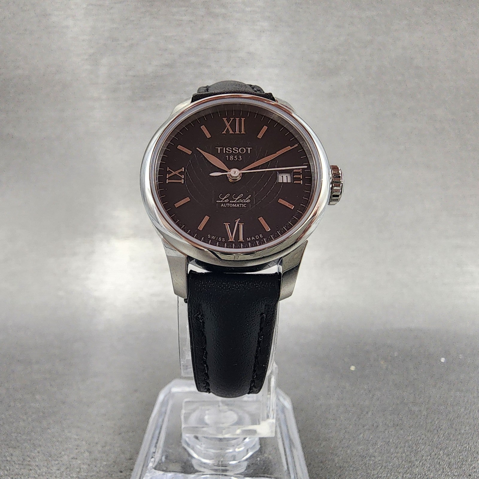 Tissot Le Locle Automatic Watch Women 25mm Black Dial Steel Date Round Works5