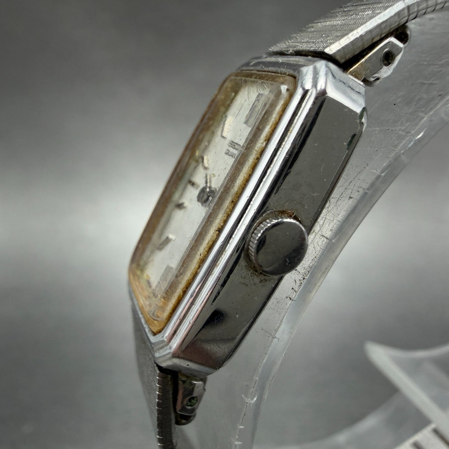 Seiko Watch Women 13mm Silver Dial Silver Tone Rectangle 1320-5779 New Battery72