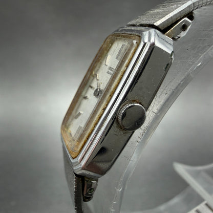 Seiko Watch Women 13mm Silver Dial Silver Tone Rectangle 1320-5779 New Battery72