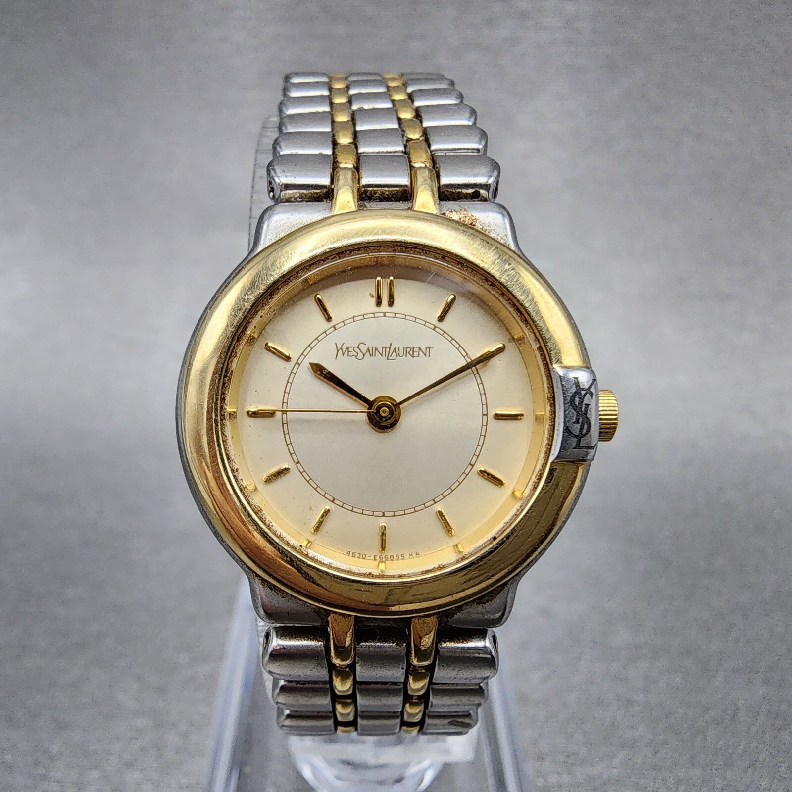 Yves Saint Laurent Watch Women 24mm Champagne Dial Two Tone Round new Battery0
