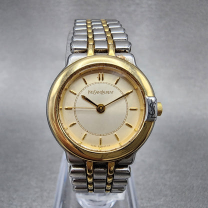 Yves Saint Laurent Watch Women 24mm Champagne Dial Two Tone Round new Battery0