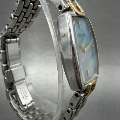 Seiko Tank Watch Women 16mm MOP Dial Two Tone Rectangle 1N000JL0 New Battery4