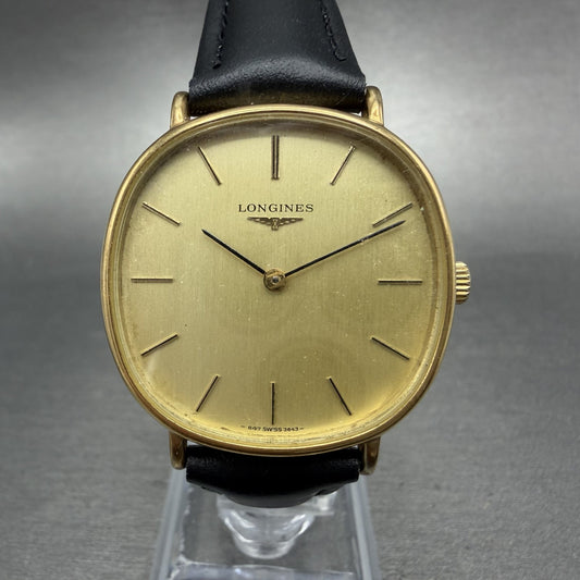 Longines Watch Men 32mm Gold Dial Gold Plated Manual Wind Runs 3643 847 Runs VTG0
