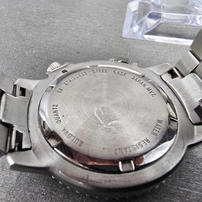 Bulova Marine Star Watch Men 38mm Blue Dial Silver Tone Date Round 96B40 PARTS9