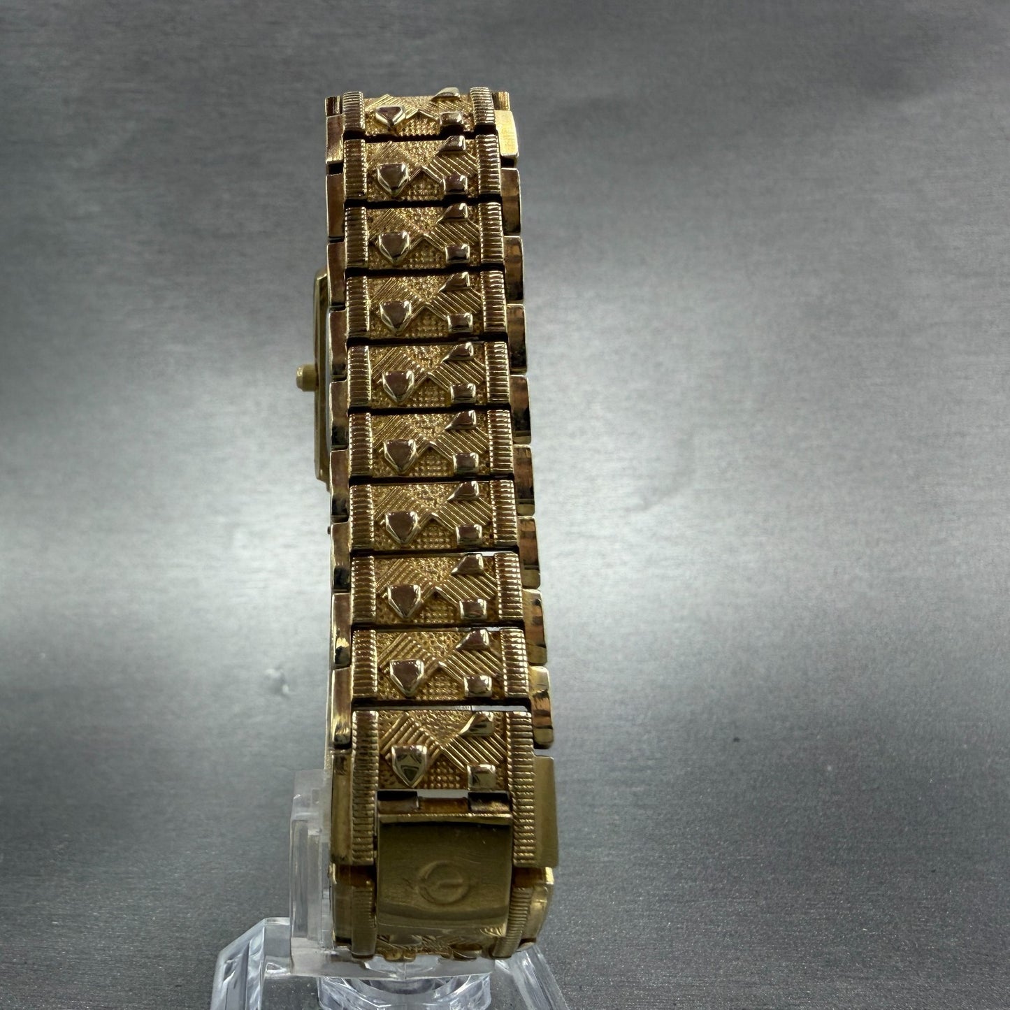 Elgin Watch Women 19mm Gold Dial Gold Tone Rectangle EG286NB New Battery VTG7