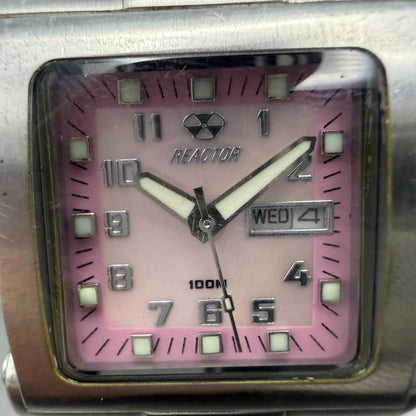 Reactor MC2 Watch Women 27mm Pink Dial Silver Tone Daydate Rectangle New battery1