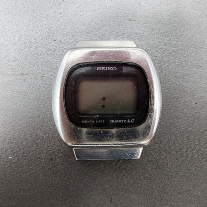 Seiko Digital Watch Men 37mm LCD Steel Round 0532-5029 Pie Pieces PARTS