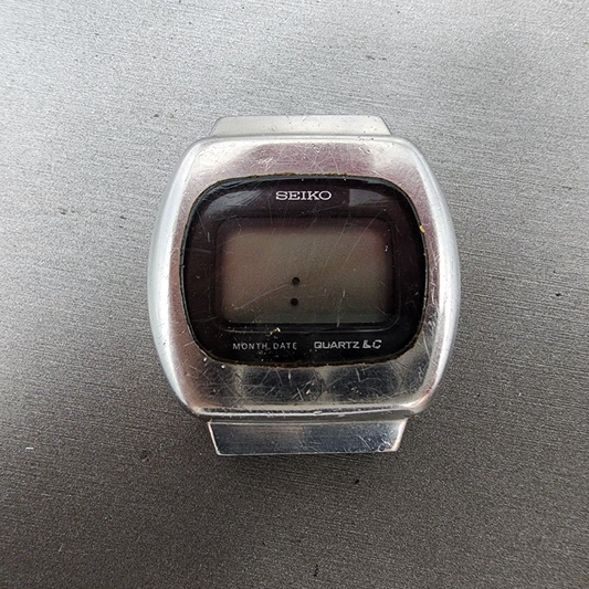 Seiko Digital Watch Men 37mm LCD Steel Round 0532-5029 Pie Pieces PARTS