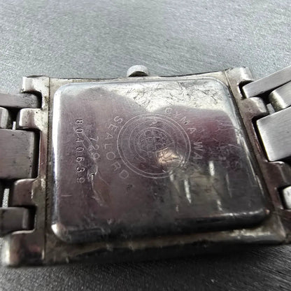 Cyma Tank Watch Men 25mm Silver Dial Steel Small Seconds 729 Rectangle PARTS10