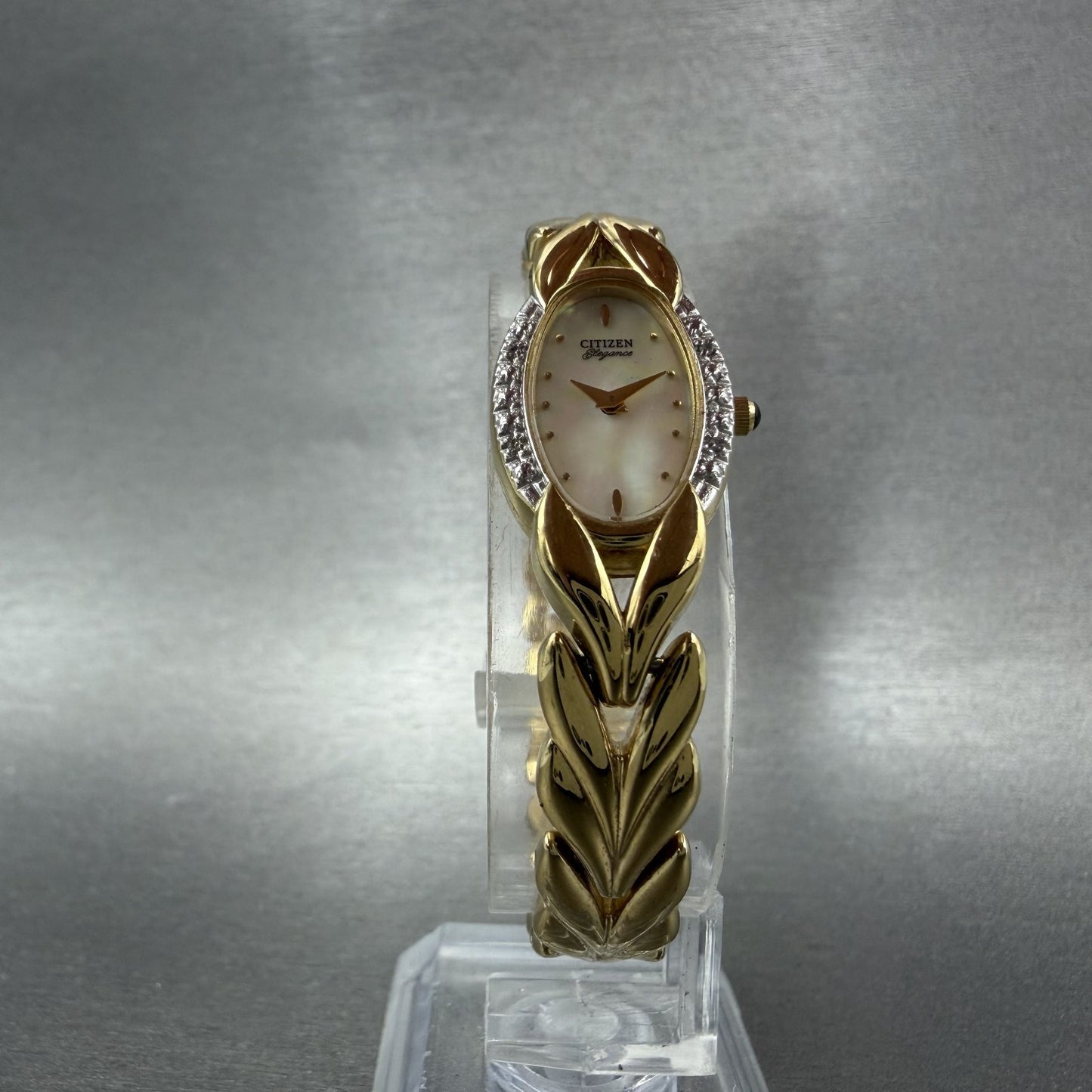 Citizen Elegance Watch Women 15mm White Dial Gold Tone Oval 5421-F44701 New Batt5