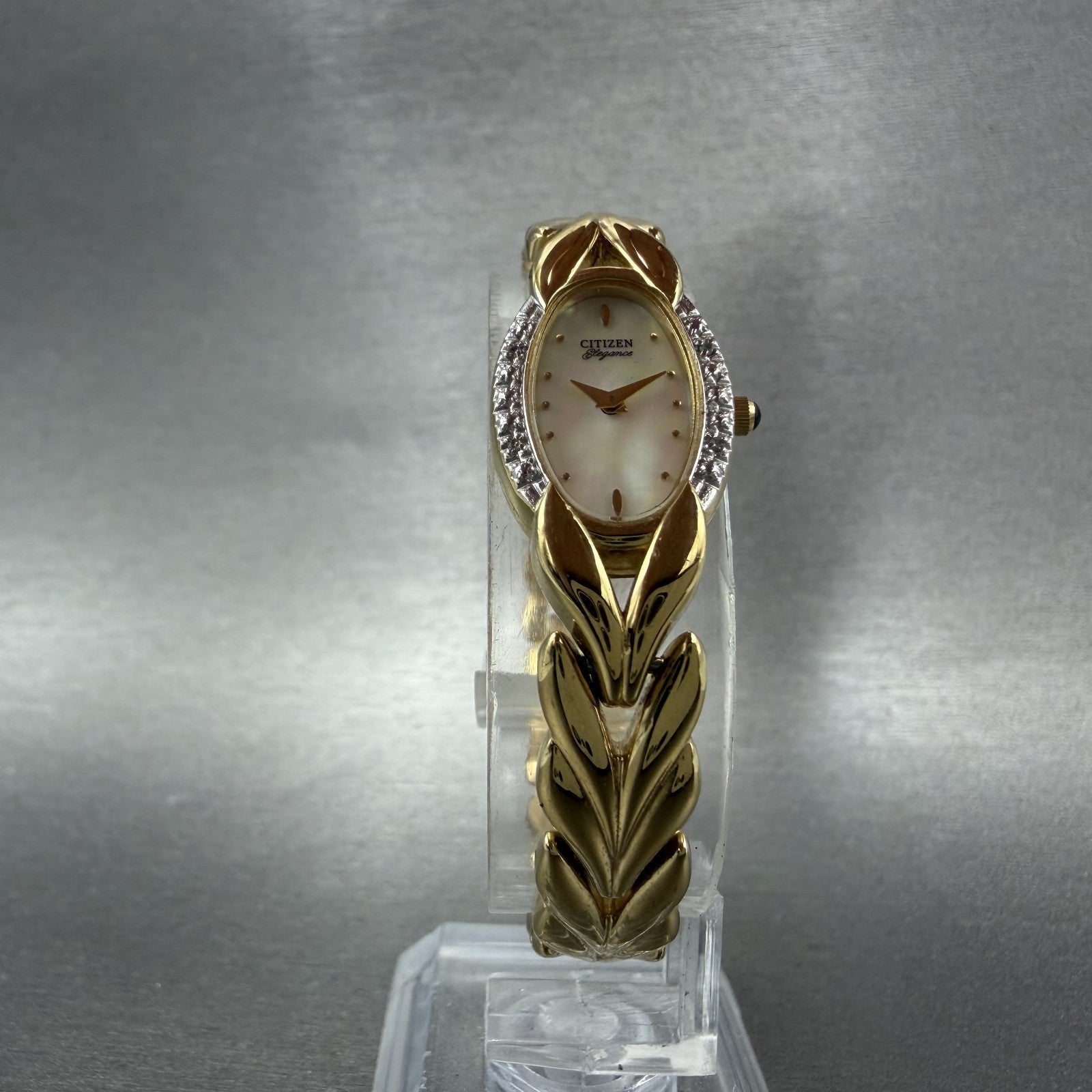 Citizen Elegance Watch Women 15mm White Dial Gold Tone Oval 5421-F44701 New Batt5