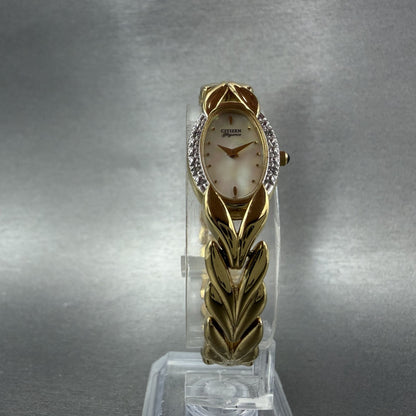 Citizen Elegance Watch Women 15mm White Dial Gold Tone Oval 5421-F44701 New Batt5