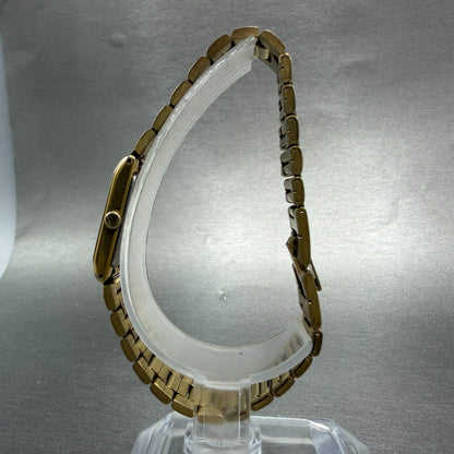 Seiko Tank Watch Women 13mm Champagne Dial Gold Tone 2E20-6590 New Battery VTG6