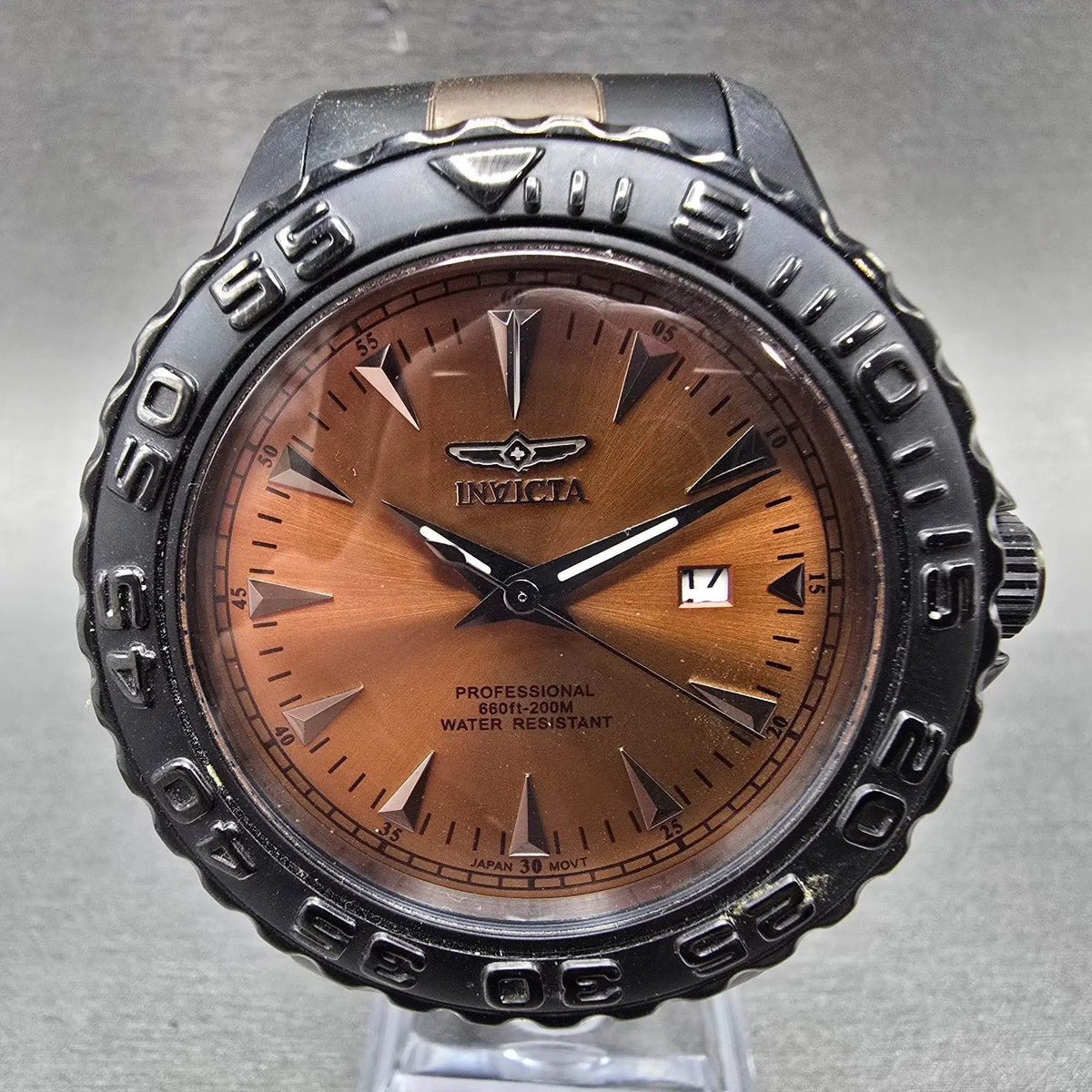 Invicta Pro Diver Watch Men 47mm Brown Dial Black Date Round 15498 New Battery0