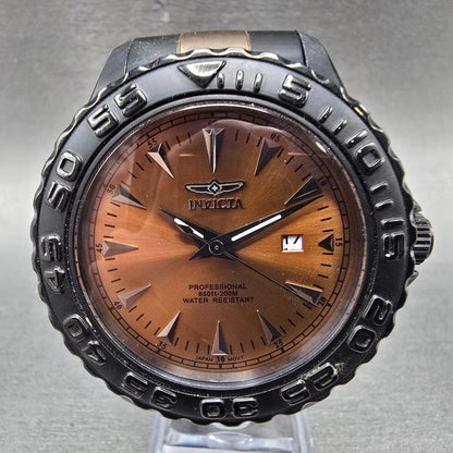 Invicta Pro Diver Watch Men 47mm Brown Dial Black Date Round 15498 New Battery0