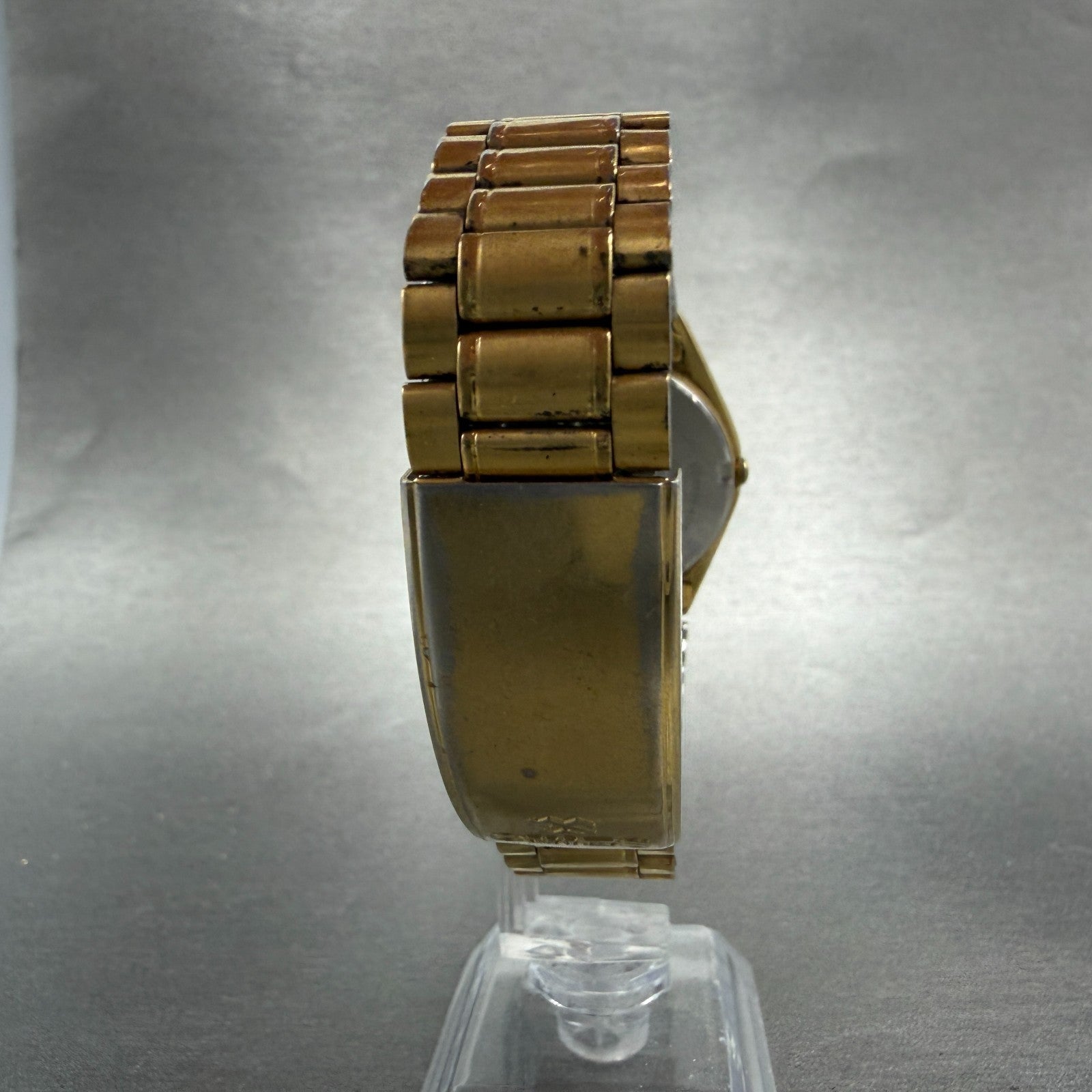 Seiko Alarm Watch Men 34mm Gold Dial Gold Tone Daydate Round 5C23-8009 New Batt27