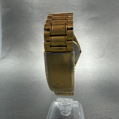 Seiko Alarm Watch Men 34mm Gold Dial Gold Tone Daydate Round 5C23-8009 New Batt27