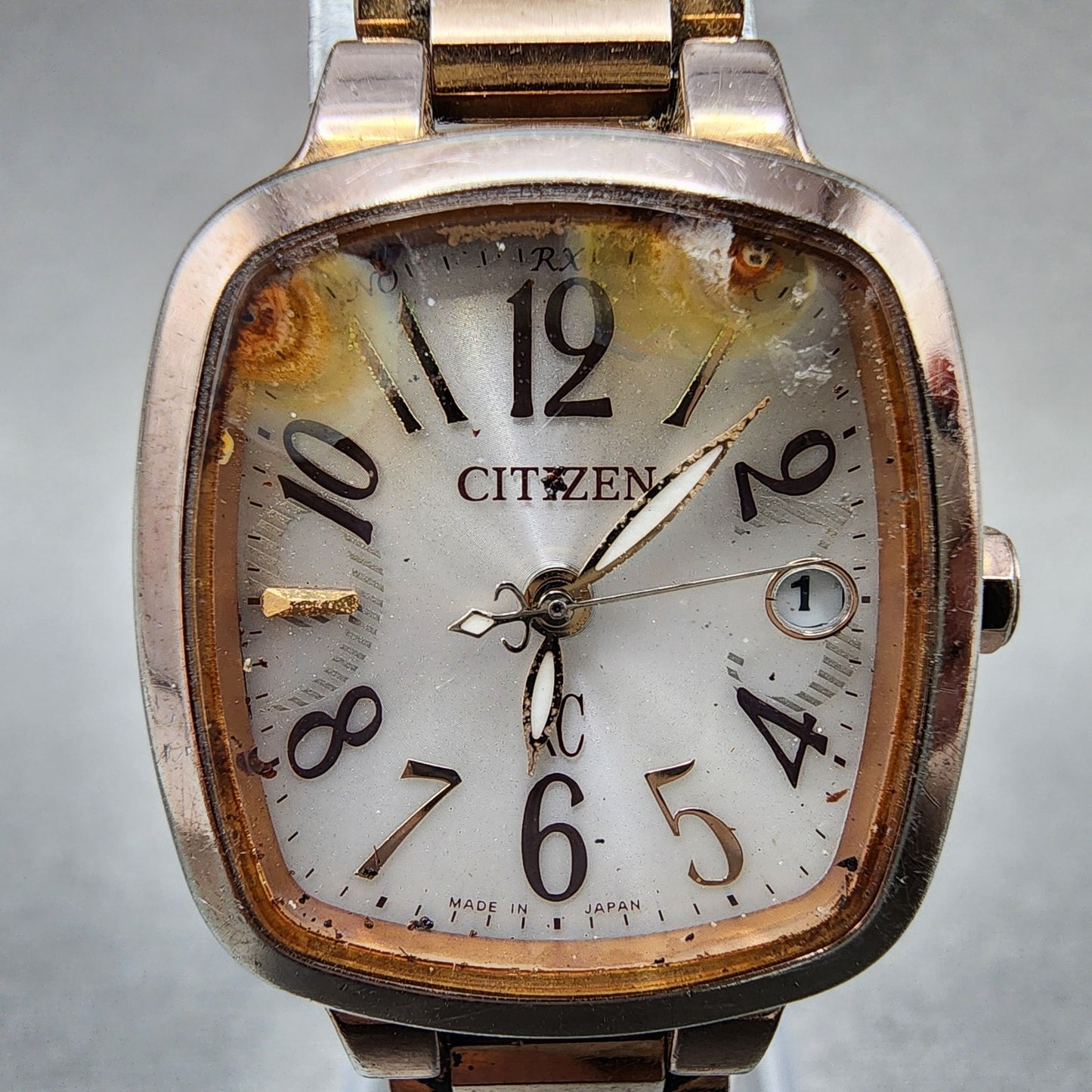 Citizen EcoDrive XC Watch Women 25mm White Dial Rose Gold Date H058 Runs1
