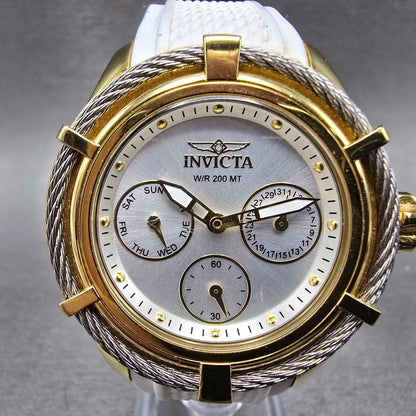 Invicta Bolt Watch Women 39mm Silver Dial Gold Tone Daydate 24456 New Battery3