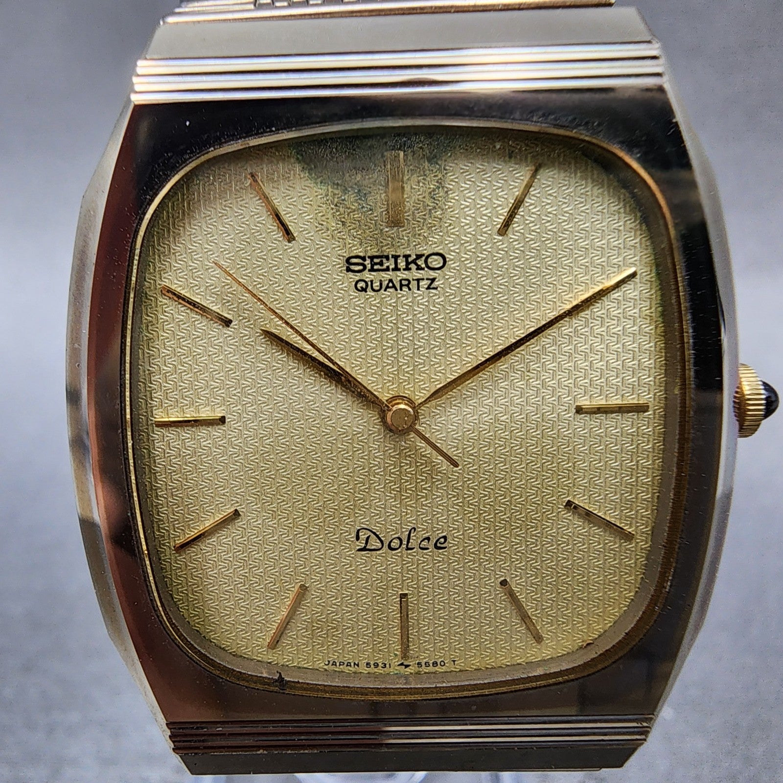 Seiko Dolce Watch Men 30mm Champagne Dial Gold Tone 59315450 New Battery1