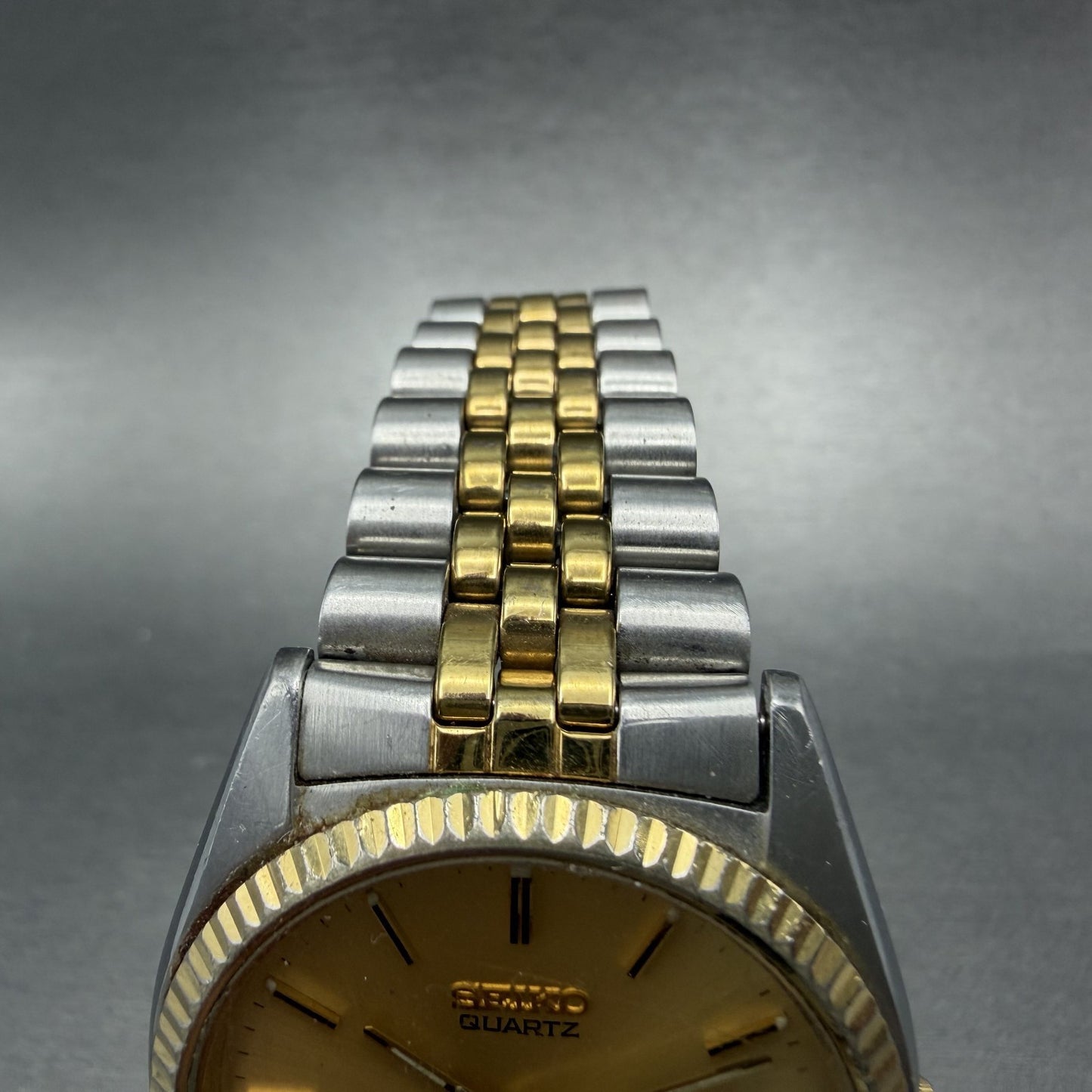 Seiko Presidential Watch 37mm Men Gold Dial Two Tone Daydate 7n43-8110 New Batt4