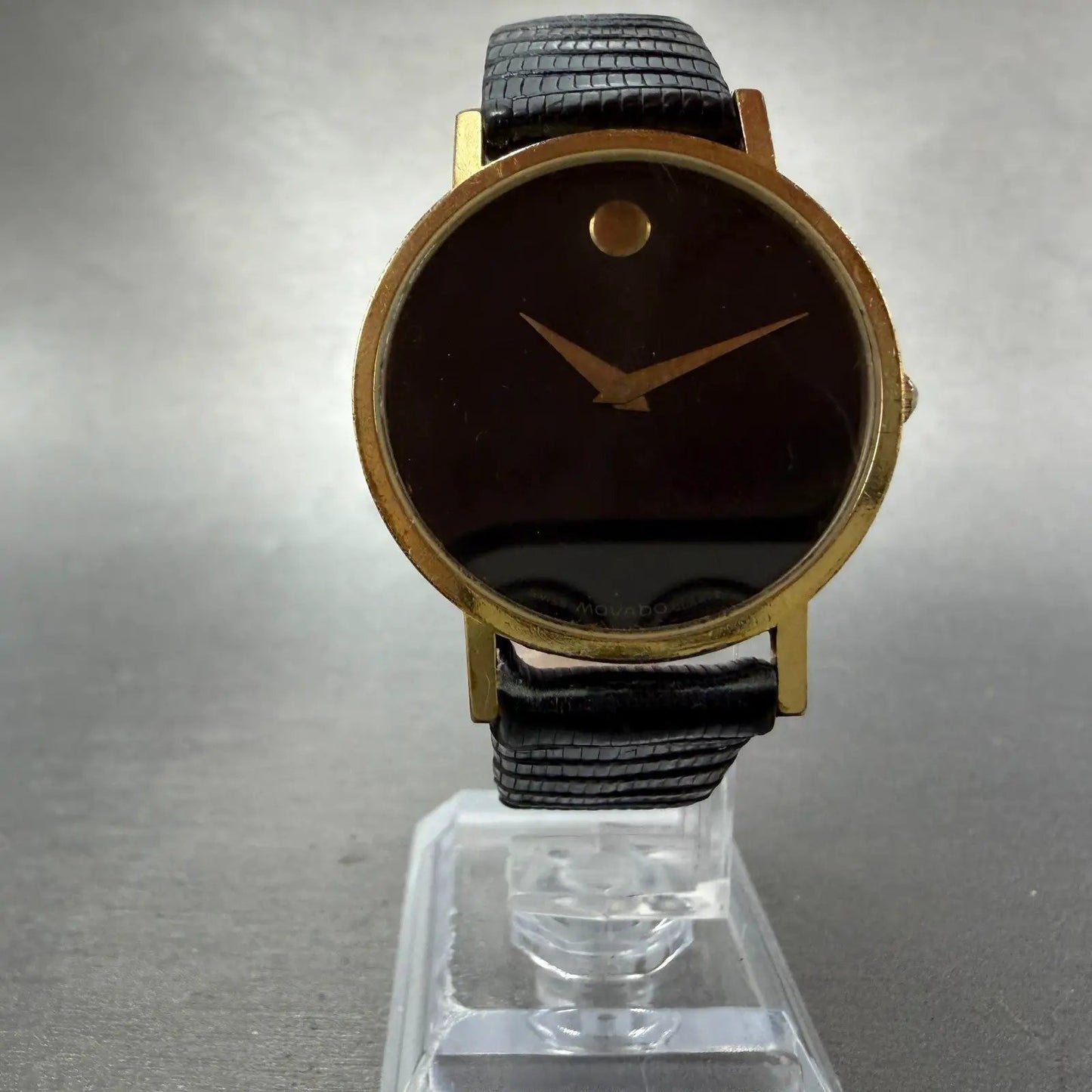 Movado Museum Watch Men 31mm Black Dial Gold Tone Round 87-45-882 New Battery N66