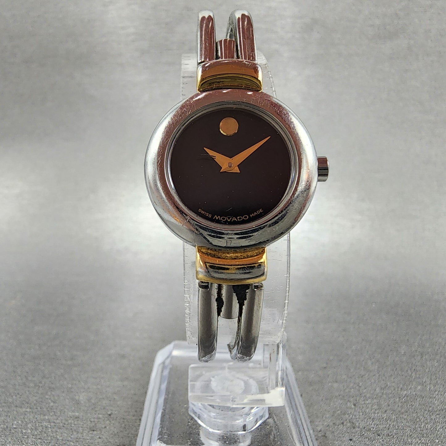Movado Harmony Watch Women 23mm Black Dial Two Tone Round 97 A1 809 A PARTS6