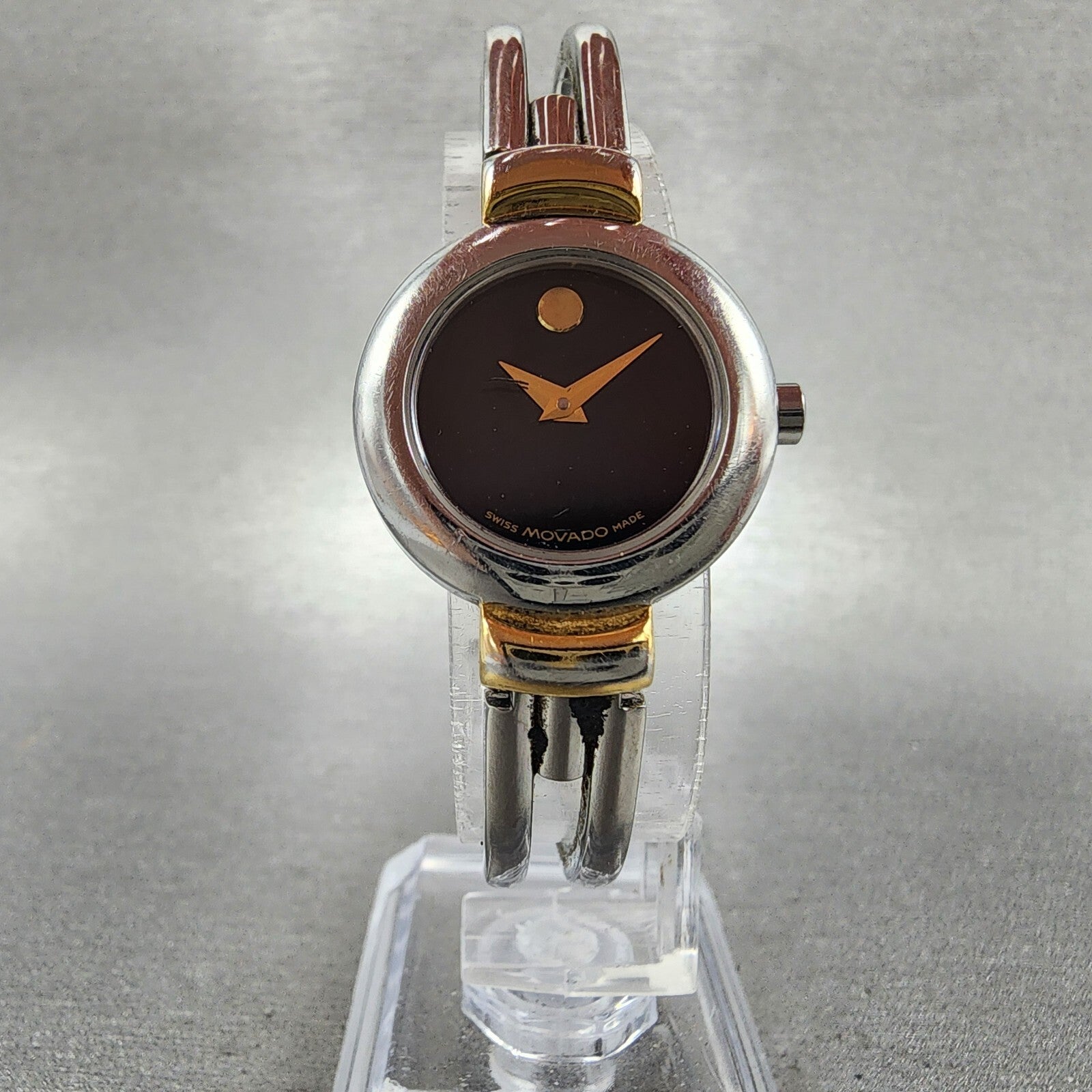 Movado Harmony Watch Women 23mm Black Dial Two Tone Round 97 A1 809 A PARTS6