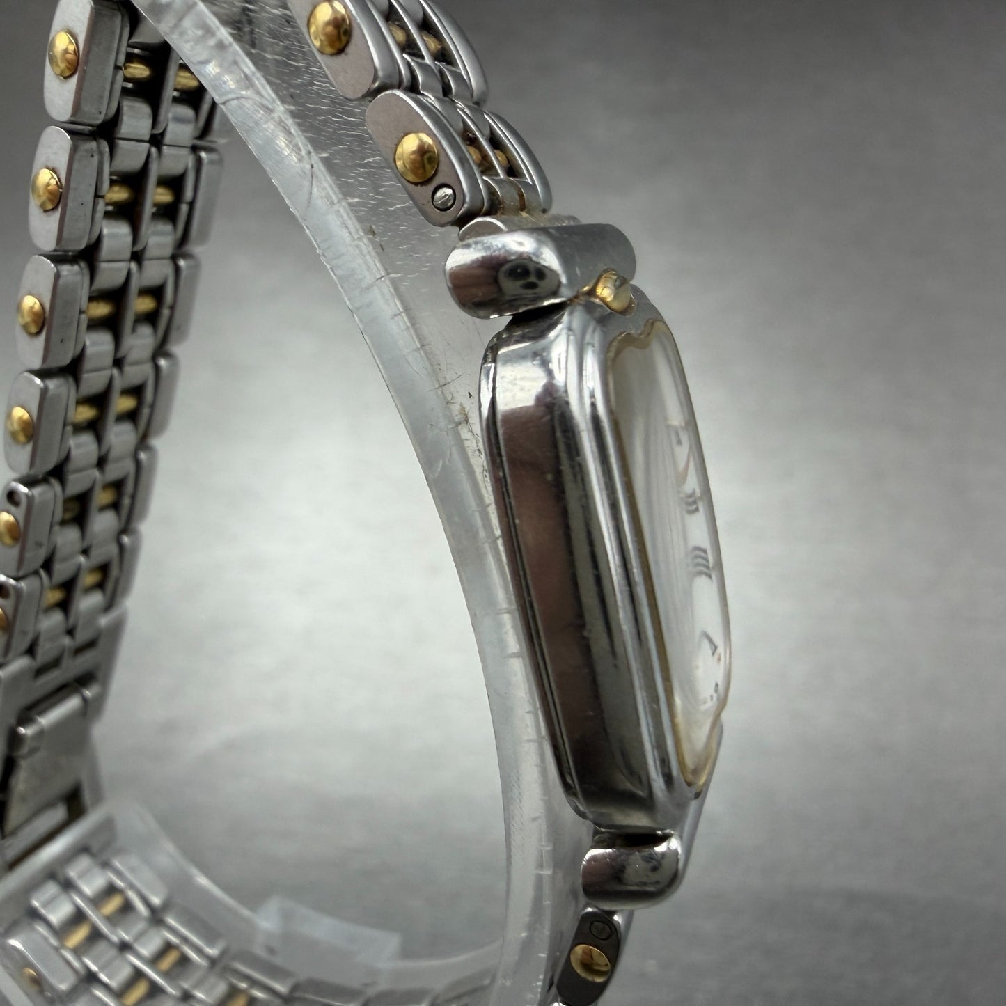 Seiko Exceline Tank Watch Women 18mm White Dial Two Tone 7320-6520 New Battery3
