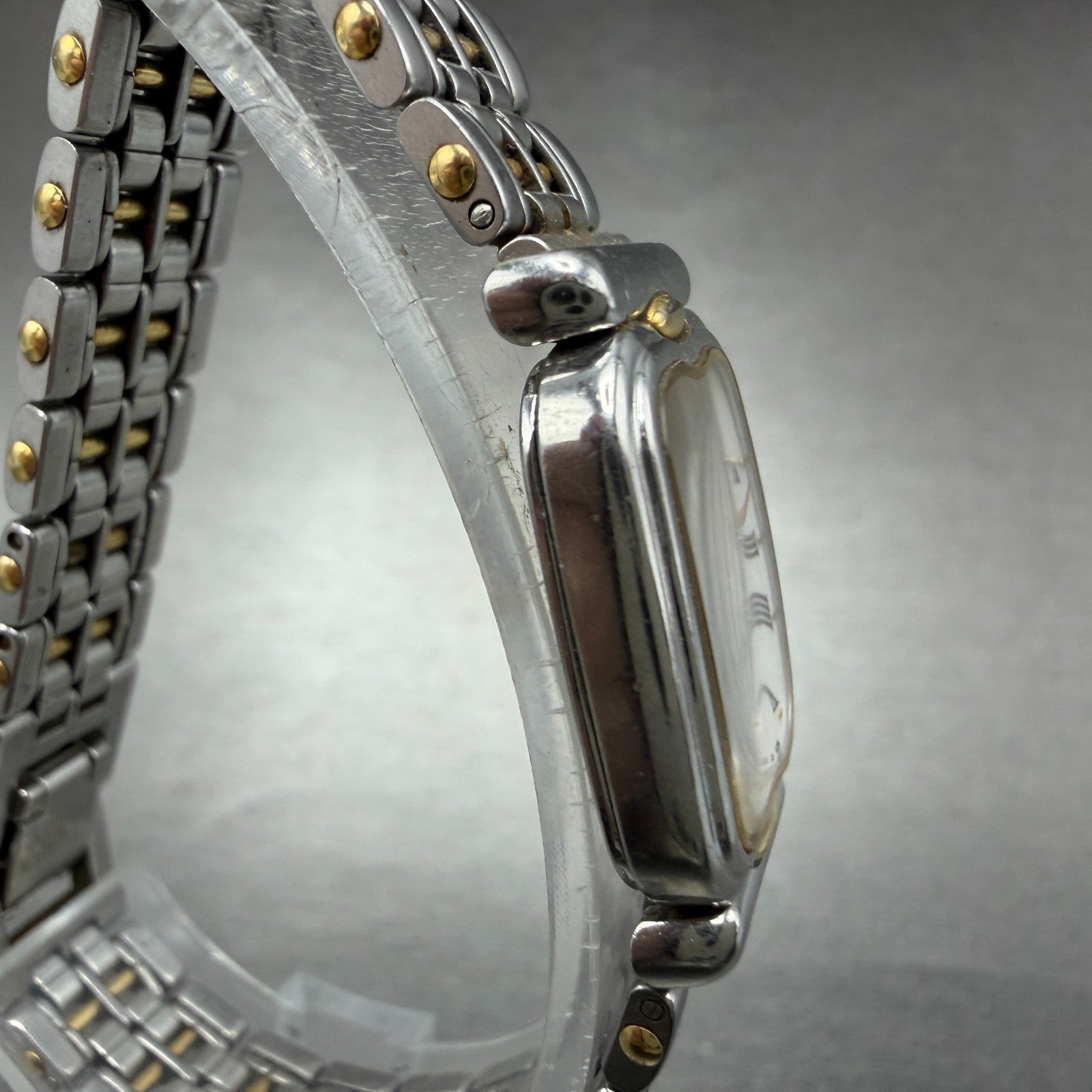 Seiko Exceline Tank Watch Women 18mm White Dial Two Tone 7320-6520 New Battery3