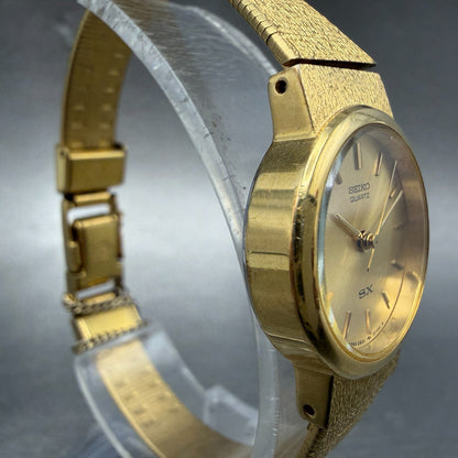 Seiko SX Watch Women 21mm Champagne Dial Gold Tone Round 2B31-0020 New Battery3